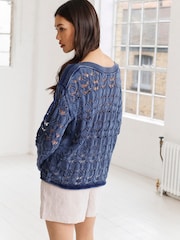 Blue Washed Off The Shoulder Jumper - Image 2 of 6