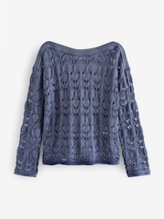 Blue Washed Off The Shoulder Jumper - Image 5 of 6