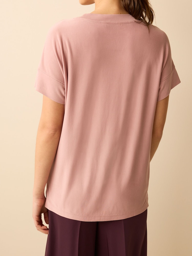 Blush Pink Modal Rich Premium V-Neck T-Shirt - Image 1 of 5 Blush Pink Modal Rich Premium V-Neck T-Shirt - Image 1 of 5