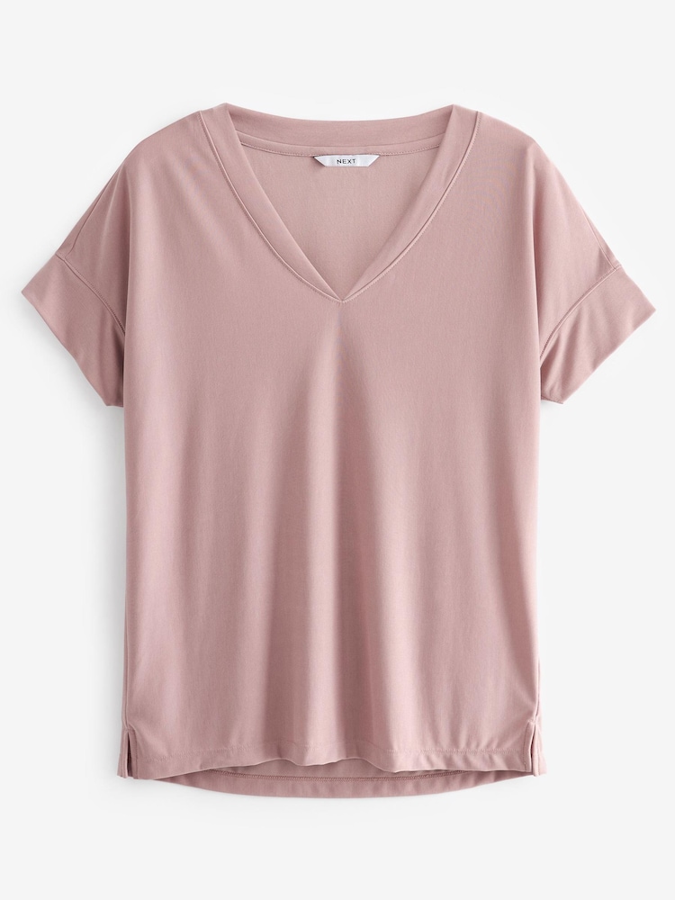 Blush Pink Modal Rich Premium V-Neck T-Shirt - Image 5 of 5 Blush Pink Modal Rich Premium V-Neck T-Shirt - Image 5 of 5