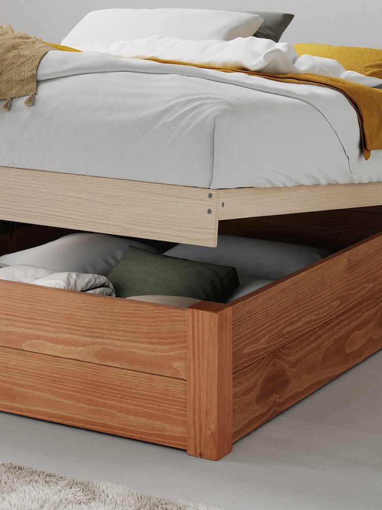 Get Laid Beds Cinnamon Ottoman Storage Square Leg Solid Wood Bed - Image 2 of 4