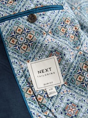 Navy Blue Slim Fit Linen Blend Blazer - Image 10 of 13