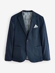 Navy Blue Slim Fit Linen Blend Blazer - Image 7 of 13