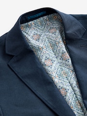 Navy Blue Slim Fit Linen Blend Blazer - Image 8 of 13
