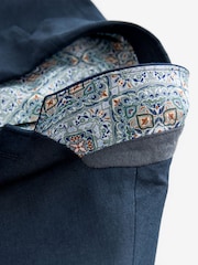 Navy Blue Slim Fit Linen Blend Blazer - Image 9 of 13