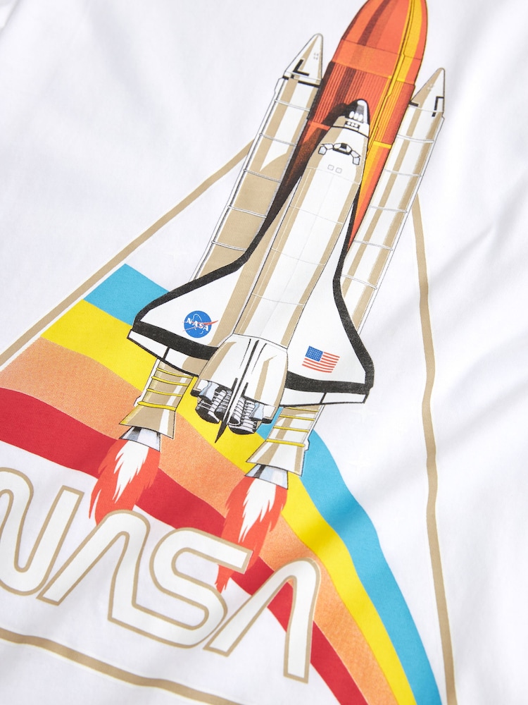White 100% Cotton Licensed NASA Print T-Shirt (3-16yrs) - Image 3 of 3