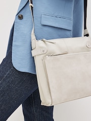 Bone Cream Leather Pocket Messenger Bag - Image 2 of 7