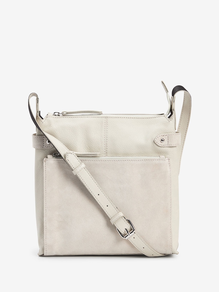 Bone Cream Leather Pocket Messenger Bag - Image 3 of 7
