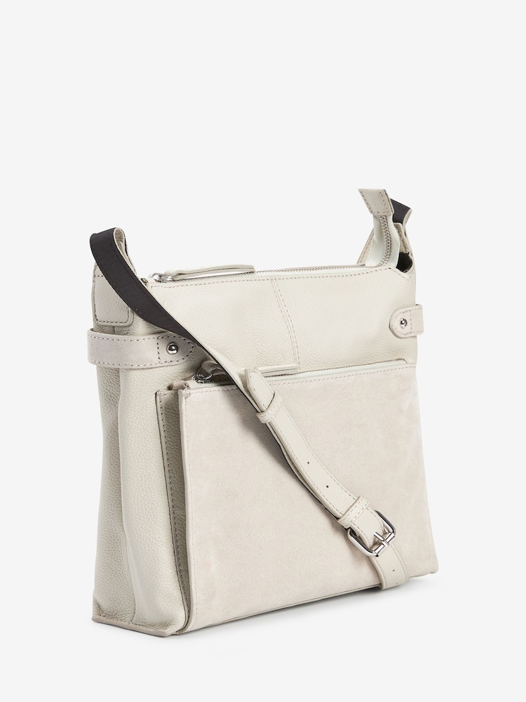 Bone Cream Leather Pocket Messenger Bag - Image 5 of 7