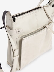 Bone Cream Leather Pocket Messenger Bag - Image 6 of 7