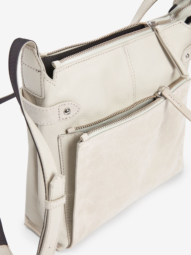Bone Cream Leather Pocket Messenger Bag - Image 6 of 7