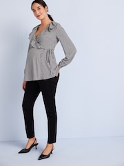 Black/White Gingham Maternity Nursing Blouse - Image 1 of 7