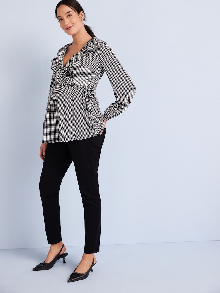 Black/White Gingham Maternity Nursing Blouse - Image 1 of 7