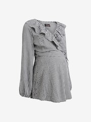 Black/White Gingham Maternity Nursing Blouse - Image 5 of 7