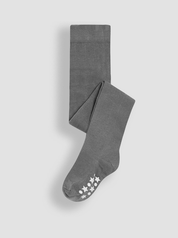 JoJo Maman Bébé Dark Grey Cotton Rich Plain Tights - Image 1 of 3