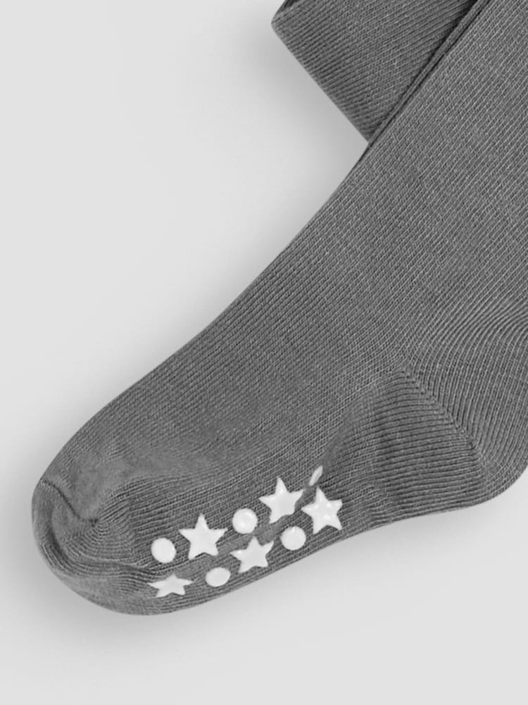 JoJo Maman Bébé Dark Grey Cotton Rich Plain Tights - Image 3 of 3