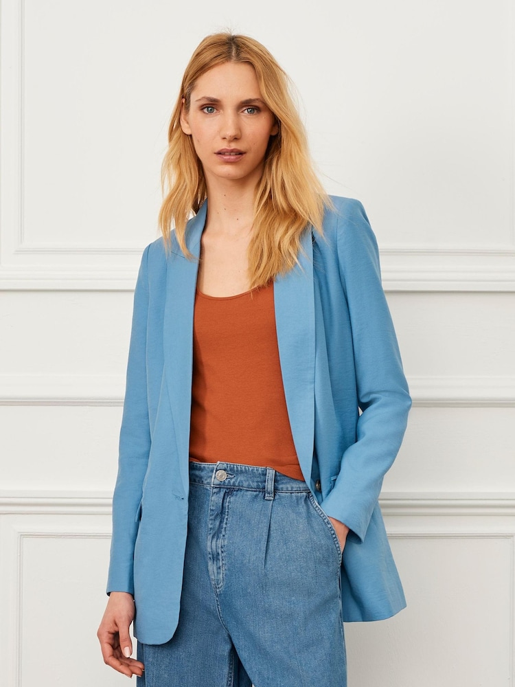 Blue Relaxed Fit Single Breasted Blazer - Image 1 of 5