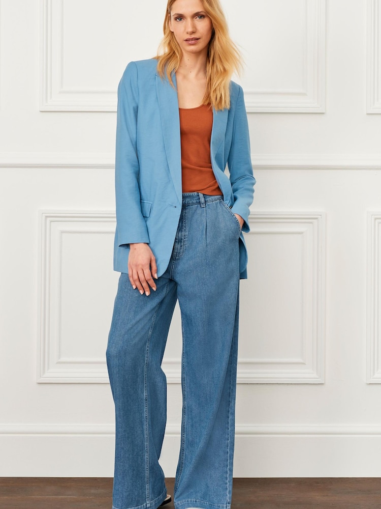 Blue Relaxed Fit Single Breasted Blazer - Image 2 of 5