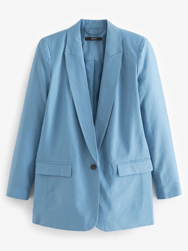 Blue Relaxed Fit Single Breasted Blazer - Image 5 of 5