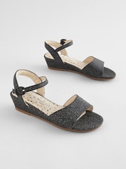 Black Glitter Occasion Wedge Sandals - Image 3 of 6