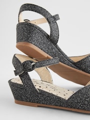 Black Glitter Occasion Wedge Sandals - Image 4 of 6