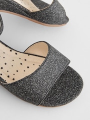 Black Glitter Occasion Wedge Sandals - Image 5 of 6