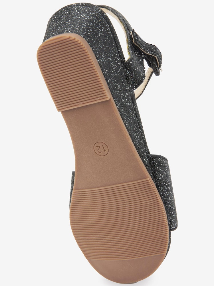 Black Glitter Occasion Wedge Sandals - Image 6 of 6