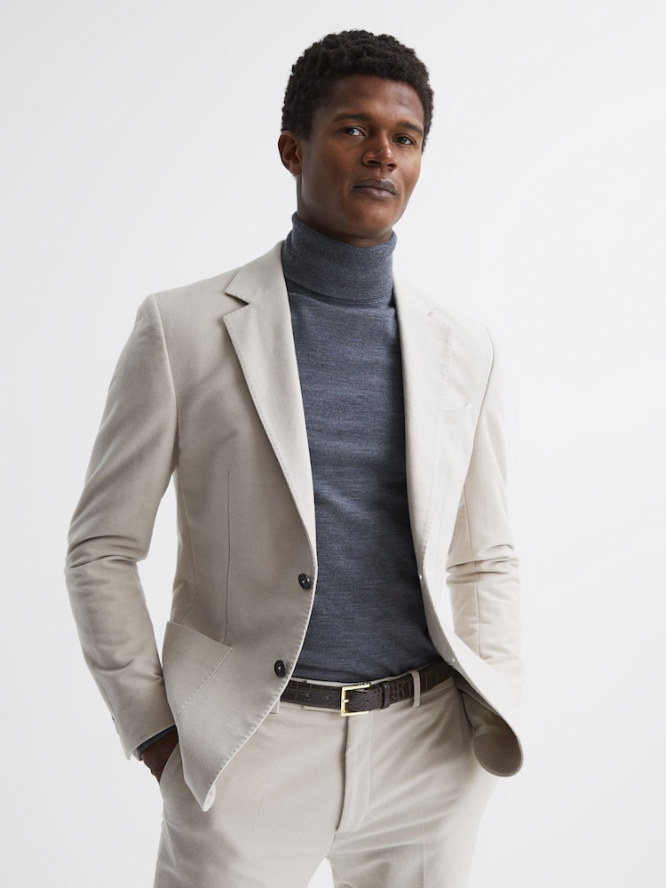 Reiss Chocolate Albany Leather Crocodile Print Belt - Image 2 of 5