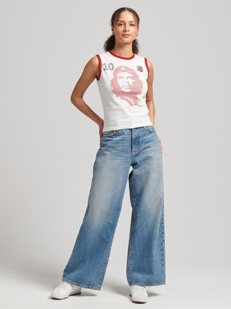 Superdry Cream 100% Cotton Ringspun Allstars CG Vintage Re-Issue Vest Top - Image 2 of 4