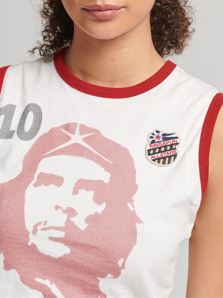 Superdry Cream 100% Cotton Ringspun Allstars CG Vintage Re-Issue Vest Top - Image 4 of 4 Superdry Cream 100% Cotton Ringspun Allstars CG Vintage Re-Issue Vest Top - Image 4 of 4