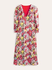 Boden Red Button Detail Satin Tea Dress - Image 5 of 5