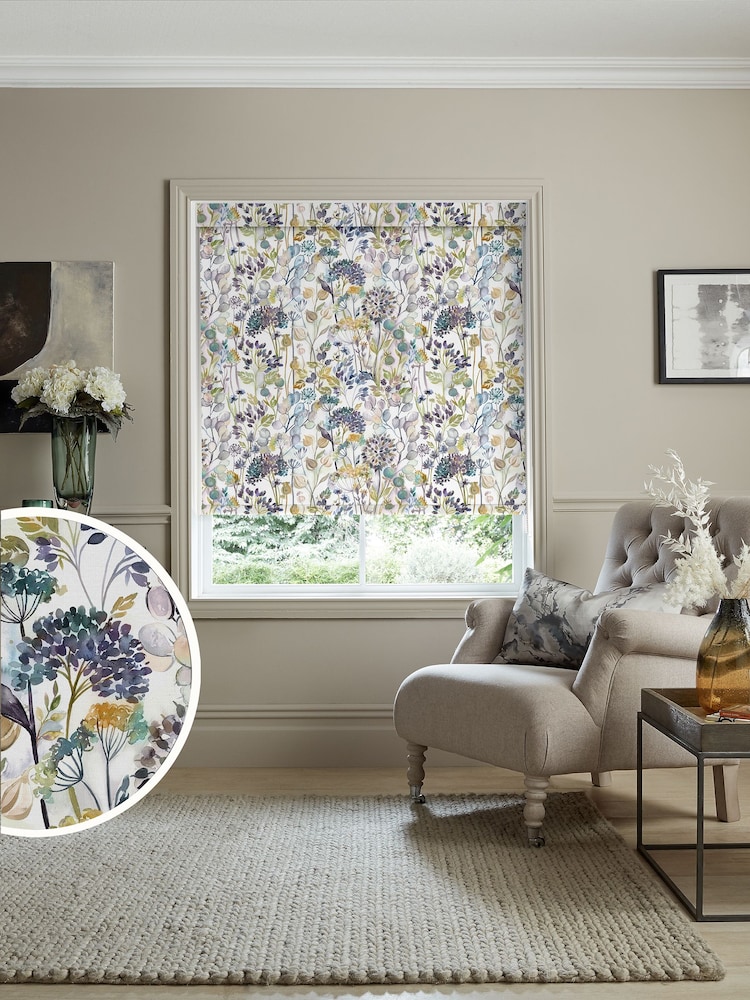 Voyage Sky Blue Blackout Country Hedgerow Made to Measure Roller Blind - Image 1 of 6