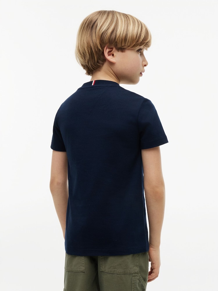 Tommy Hilfiger Blue Outline Flag Logo Jersey T-Shirt - Image 2 of 5