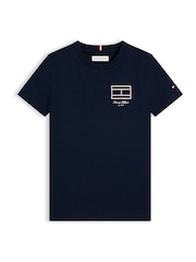 Tommy Hilfiger Blue Outline Flag Logo Jersey T-Shirt - Image 5 of 5