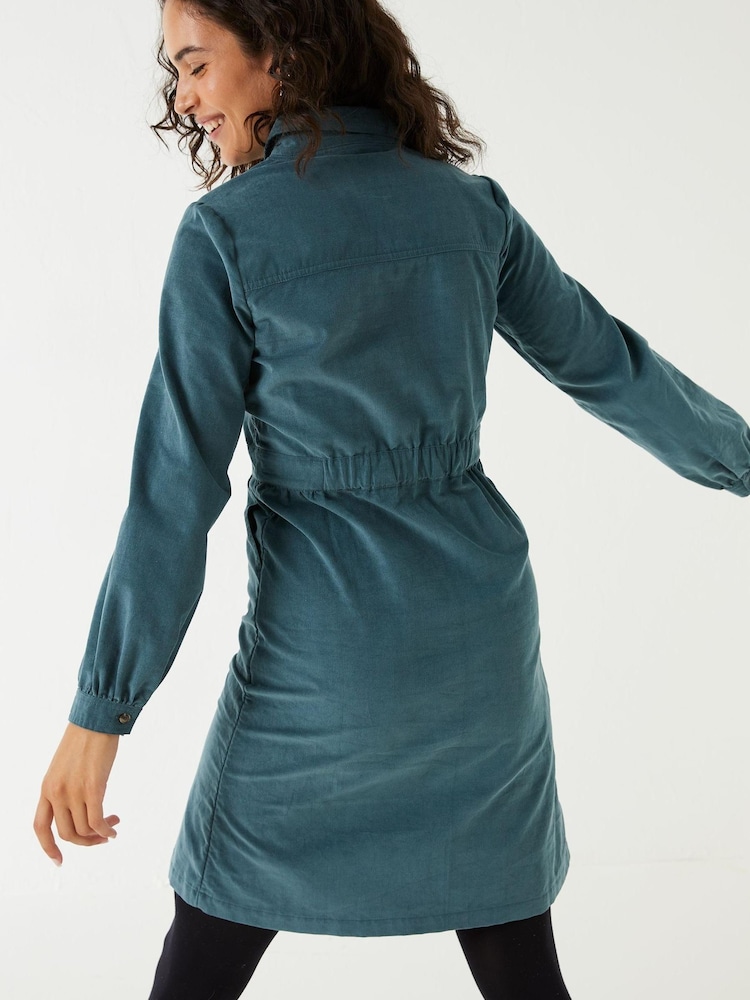 FatFace Green Tabitha Cord Shirt Dress - Image 2 of 4 FatFace Green Tabitha Cord Shirt Dress - Image 2 of 4