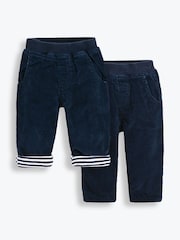 JoJo Maman Bébé Navy Blue Cord Baby Pull-Up Trousers - Image 1 of 3