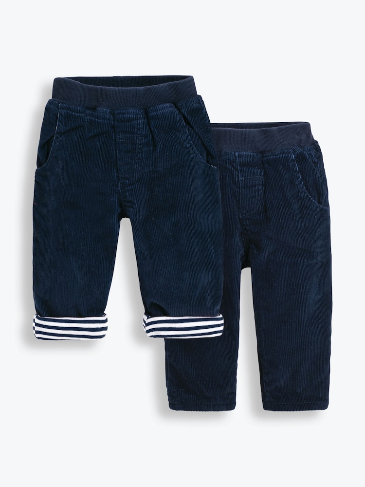 JoJo Maman Bébé Navy Blue Cord Baby Pull-Up Trousers - Image 1 of 3 JoJo Maman Bébé Navy Blue Cord Baby Pull-Up Trousers - Image 1 of 3