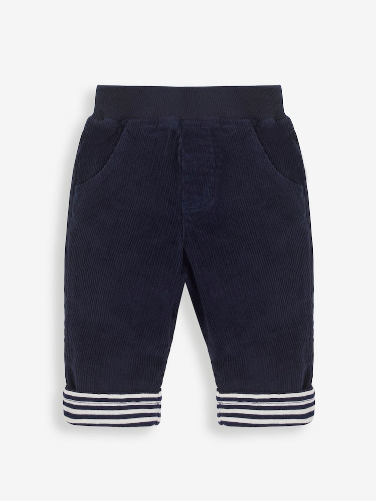 JoJo Maman Bébé Navy Blue Cord Baby Pull-Up Trousers - Image 3 of 3