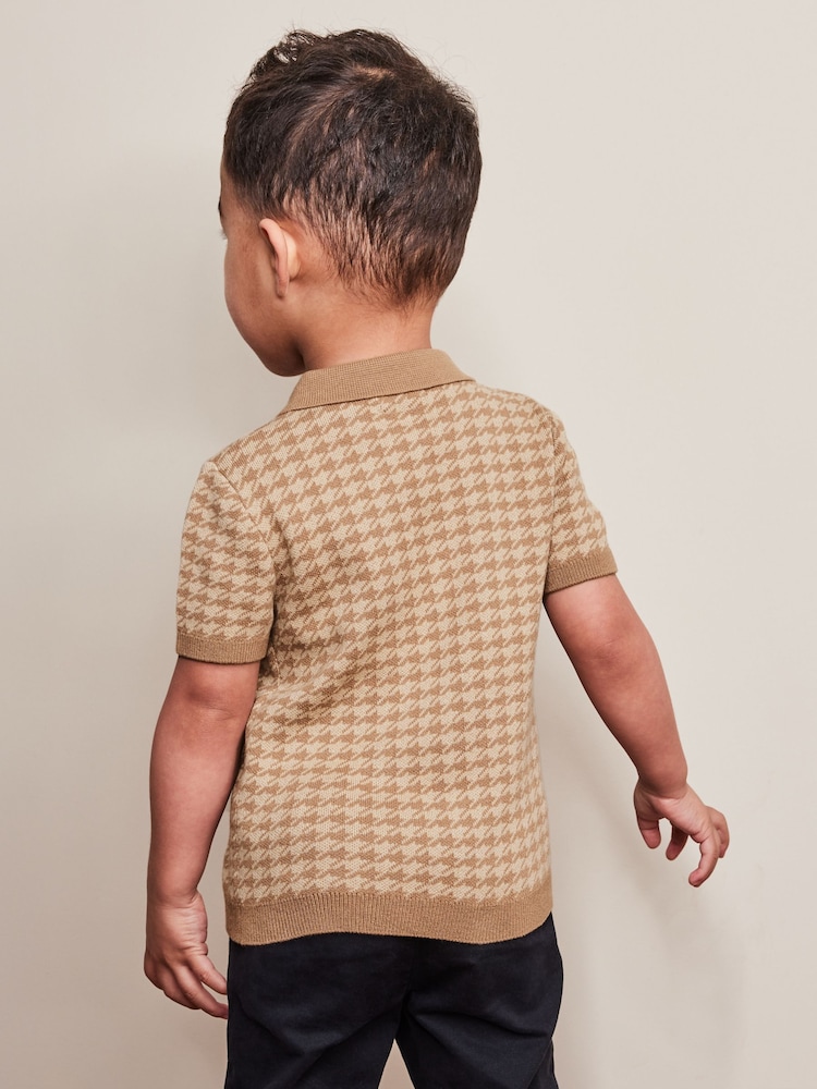 rjava - kratek rokav; s kratkimi rokavi vzorčast; z vzorcem Polo (3mths-7yrs) - Slika 1 iz 5