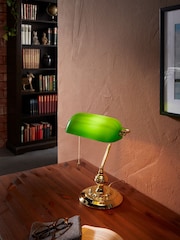 Eglo Green/Brass Banker 1 Light Glass Table Lamp - Image 1 of 3