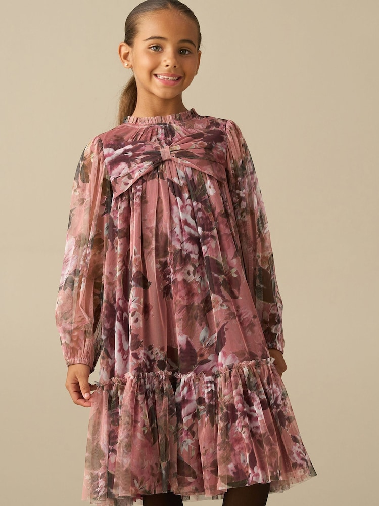 Angel & Rocket Pink Leia Floral Mesh Dress - Image 4 of 4