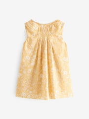 Gelb mit Blumenmuster - Gesmoktes Baumwollkleid (3 Monate bis 8 Jahre) - Bild 5 von 7