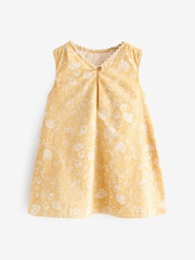 Gelb mit Blumenmuster - Gesmoktes Baumwollkleid (3 Monate bis 8 Jahre) - Bild 6 von 7
