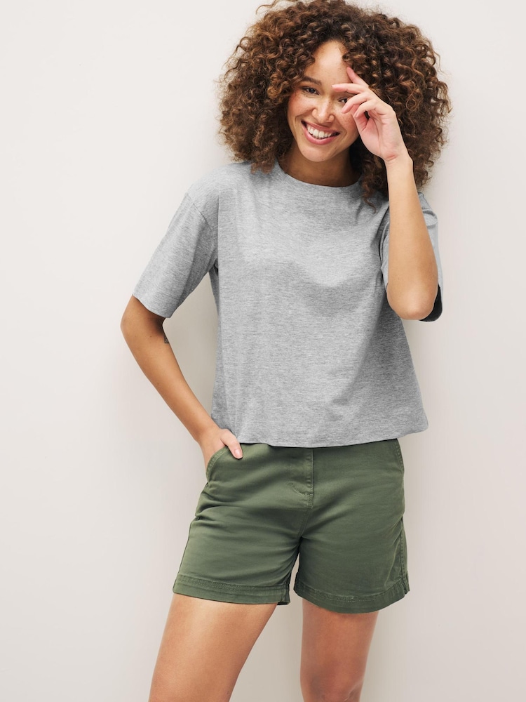 Grey Boxy Relaxed Fit T-Shirt - Image 1 of 5