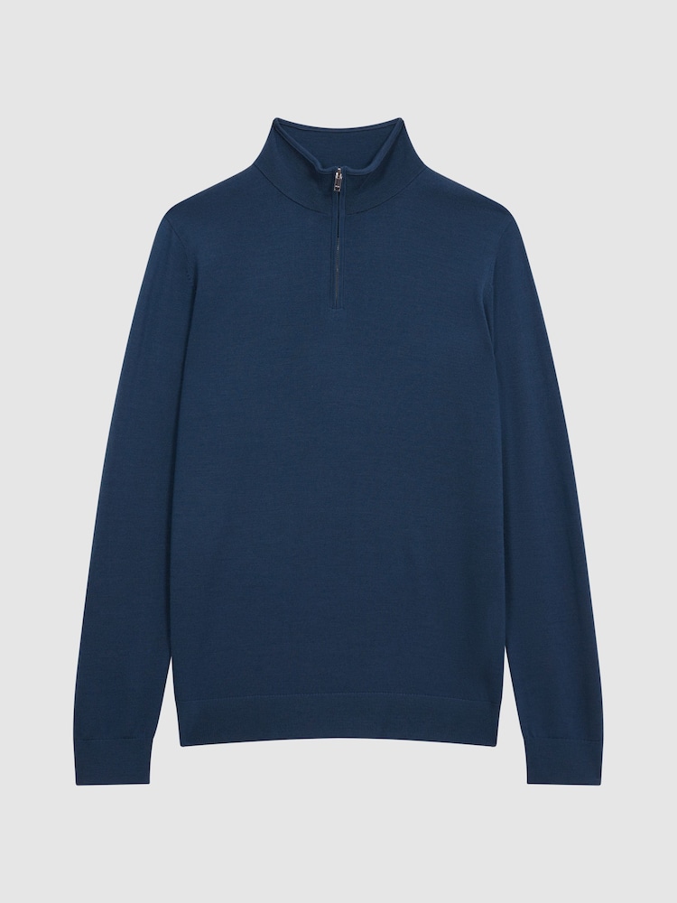 Reiss Bright Airforce Blackhall Zip Up Knitted Jumper - Image 2 of 7