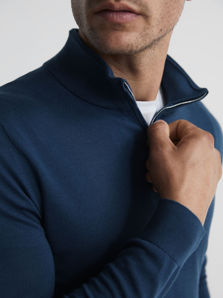 Reiss Bright Airforce Blackhall Zip Up Knitted Jumper - Image 7 of 7