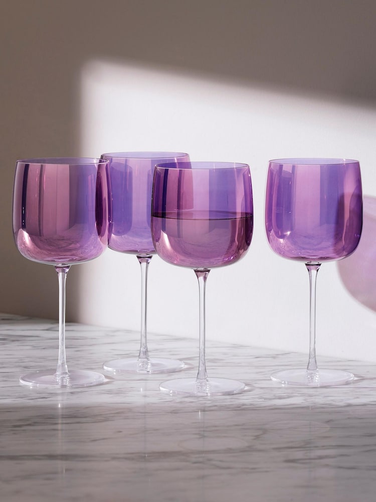 LSA International Set of 4 Purple Aurora Polar Violet Wine Glasses - Image 1 of 5