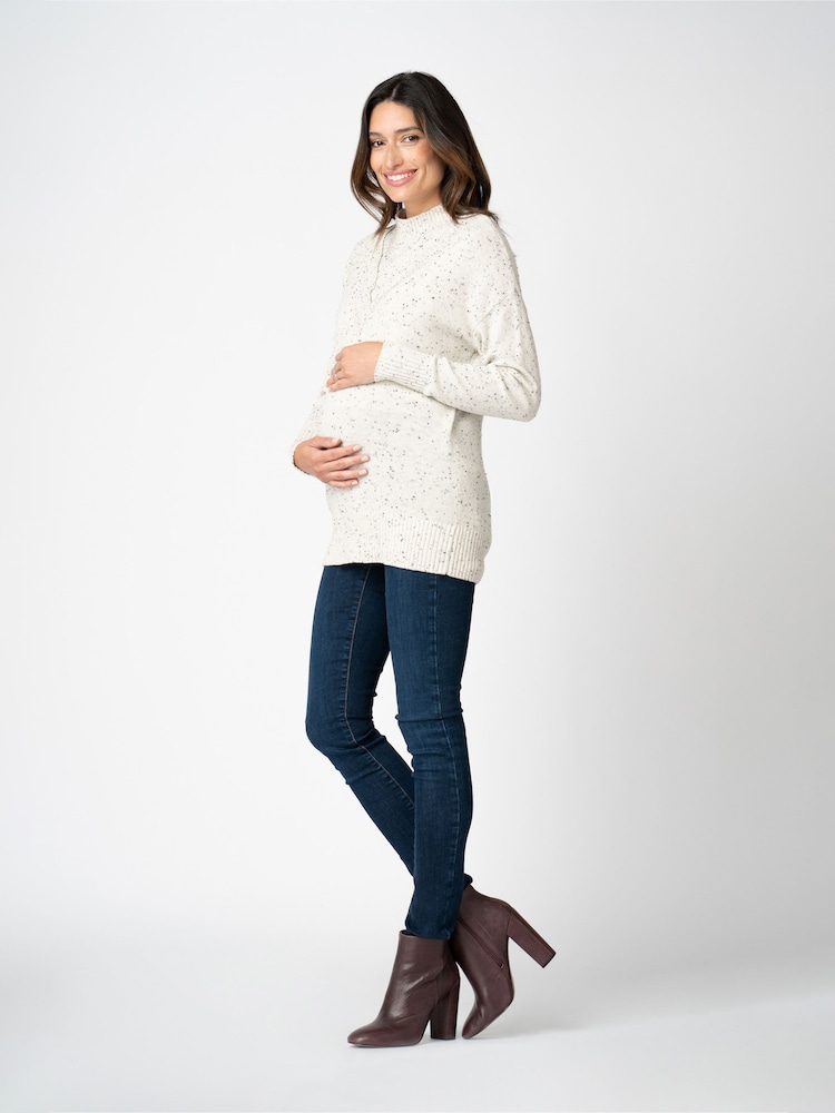 Seraphine Grey Double Layer V-Neck Nursing Jumper - Image 2 of 5
