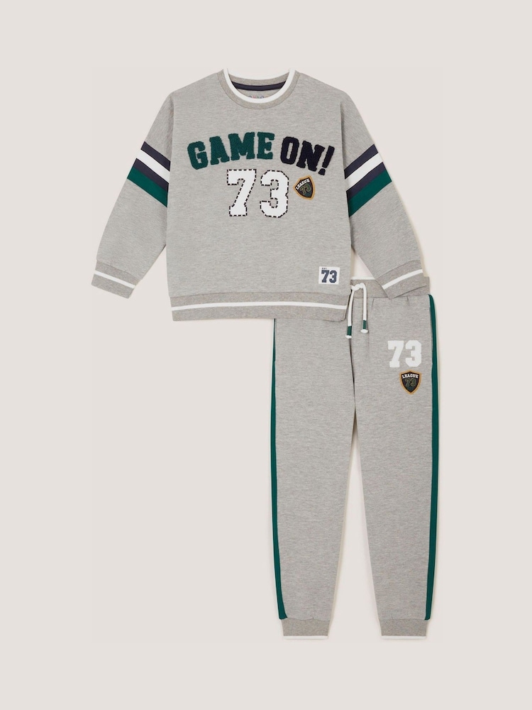 Monsoon Grey Game On Sweatshirt & Joggers Set - Image 1 of 2 Monsoon Grey Game On Sweatshirt & Joggers Set - Image 1 of 2