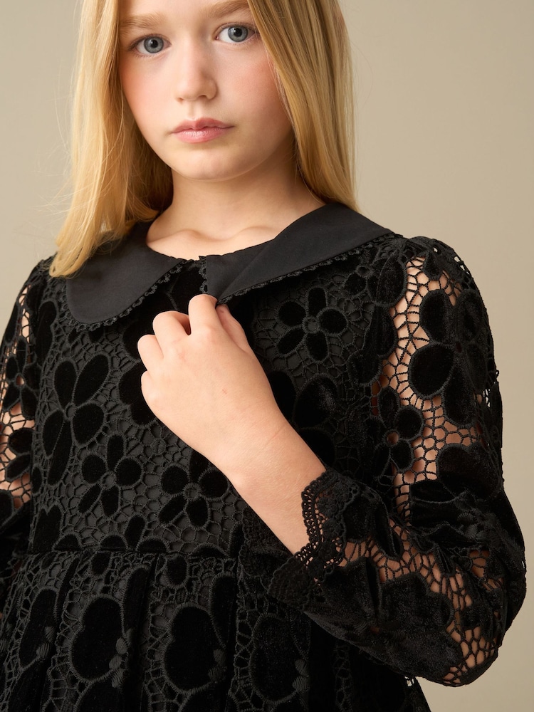 Angel & Rocket Maeva Velvet Lace Dress - תמונה 3 מתוך 3